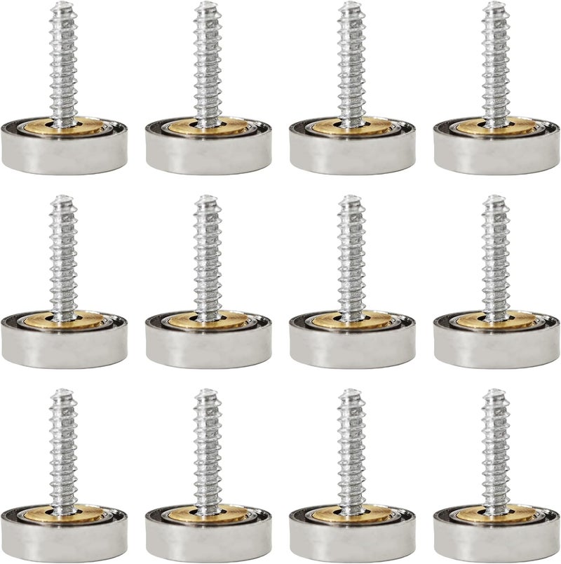 AUXBC 12PCS 3/5" Mirror Screws Decorative Cover Caps, Sign Advertising Screws, Mirror Screw Fasteners Nails, Brushed Stainless Steel - Image 1